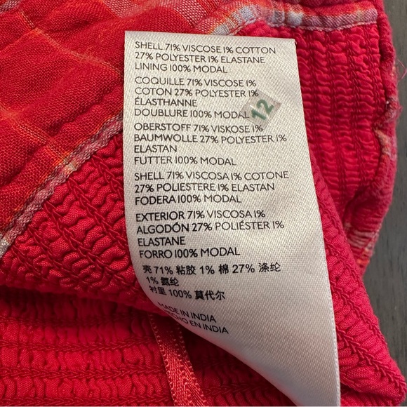 FREE PEOPLE Cherry Bomb Madrass Plaid Top in Red Hot Size Large New - Picture 14 of 14